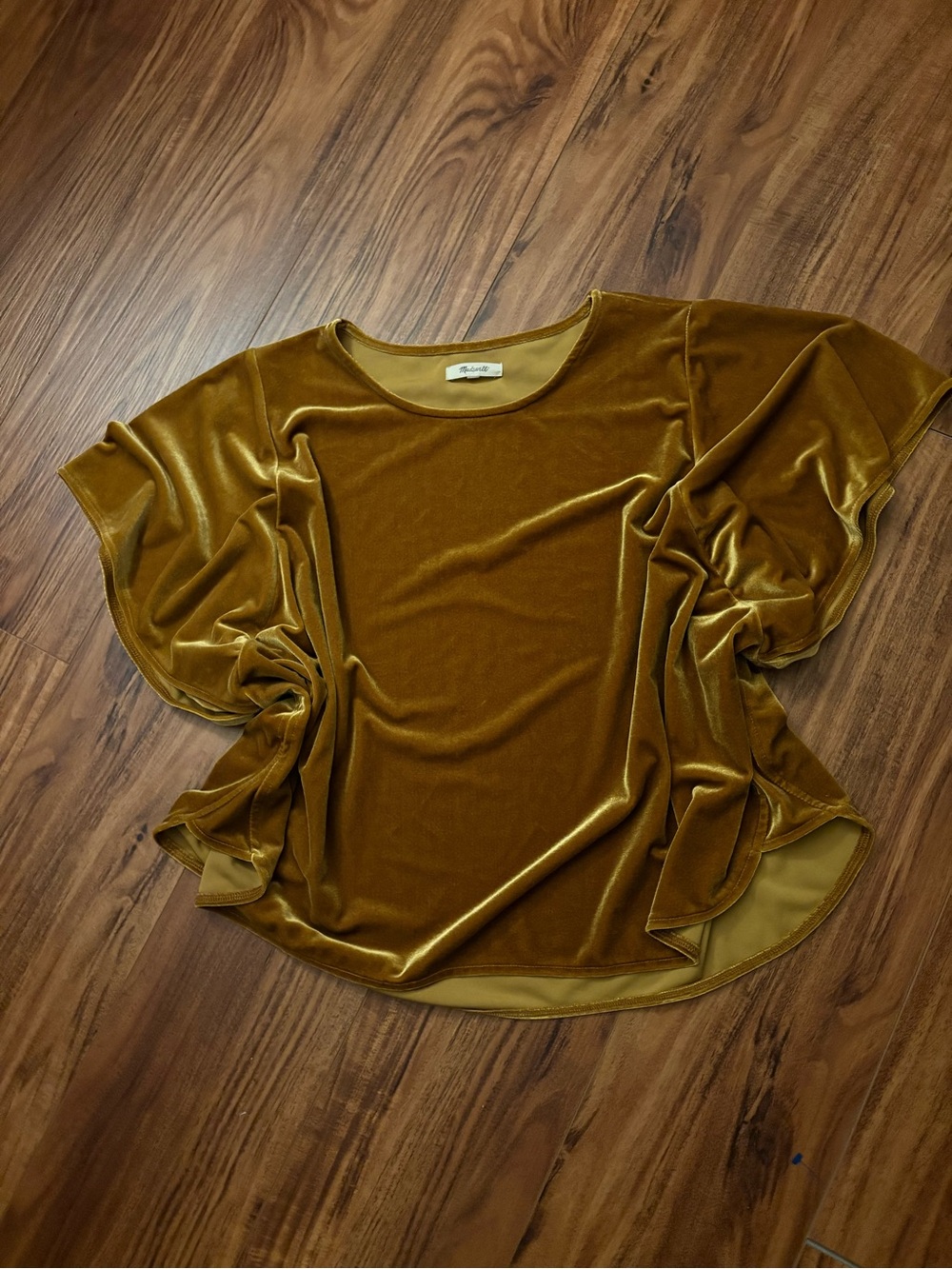 Madewell Velvet Short Sleeve Tunic in Mustard